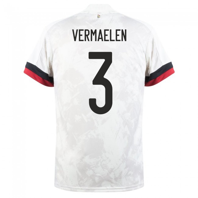 Naisten Belgian Jalkapallomaajoukkue Thomas Vermaelen #3 Vieraspaita Valkoinen Musta 2021 Lyhythihainen Paita