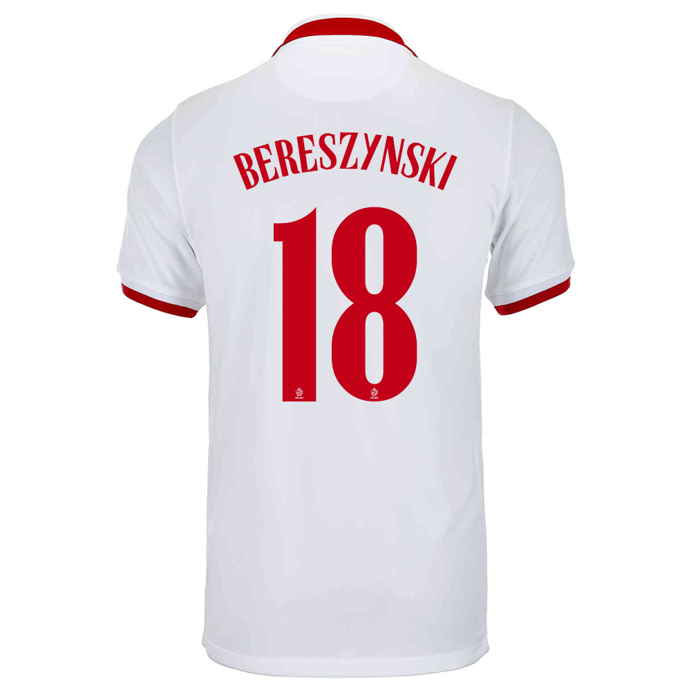 Miesten Puolan Jalkapallomaajoukkue Bartosz Bereszynski #18 Vieraspaita Valkoinen 2021 Lyhythihainen Paita