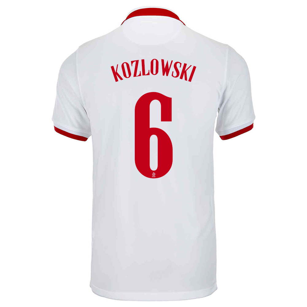 Naisten Puolan Jalkapallomaajoukkue Kacper Kozlowski #6 Vieraspaita Valkoinen 2021 Lyhythihainen Paita