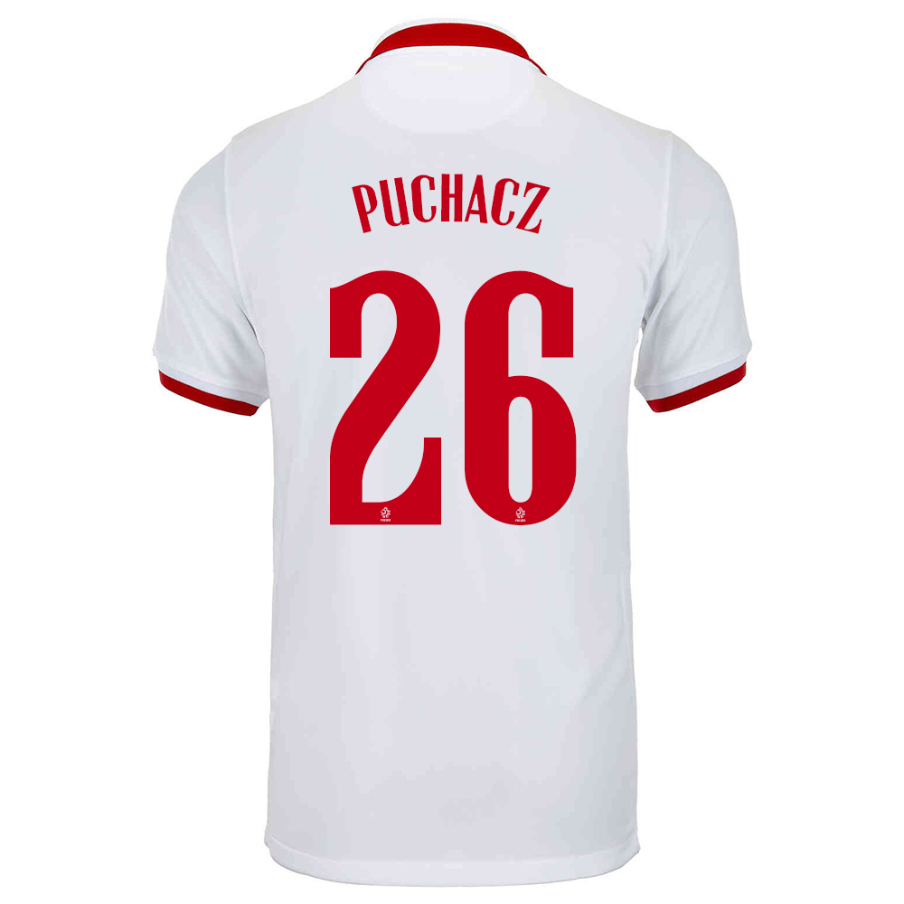 Naisten Puolan Jalkapallomaajoukkue Tymoteusz Puchacz #26 Vieraspaita Valkoinen 2021 Lyhythihainen Paita