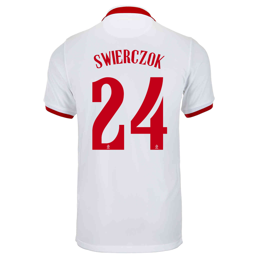 Lapset Puolan Jalkapallomaajoukkue Jakub Swierczok #24 Vieraspaita Valkoinen 2021 Lyhythihainen Paita