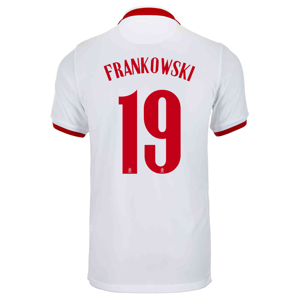 Lapset Puolan Jalkapallomaajoukkue Przemyslaw Frankowski #19 Vieraspaita Valkoinen 2021 Lyhythihainen Paita