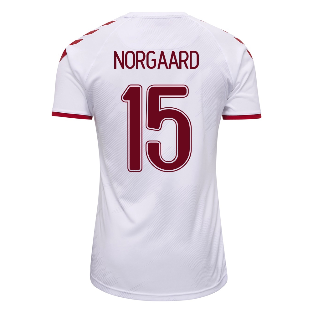 Naisten Tanskan jalkapallomaajoukkue Christian Norgaard #15 Vieraspaita Valkoinen 2021 Lyhythihainen Paita