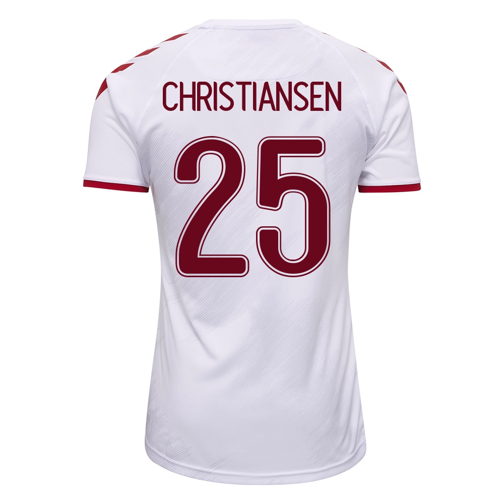 Naisten Tanskan jalkapallomaajoukkue Anders Christiansen #25 Vieraspaita Valkoinen 2021 Lyhythihainen Paita