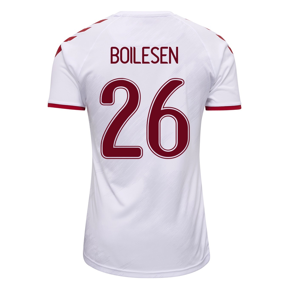 Naisten Tanskan jalkapallomaajoukkue Nicolai Boilesen #26 Vieraspaita Valkoinen 2021 Lyhythihainen Paita