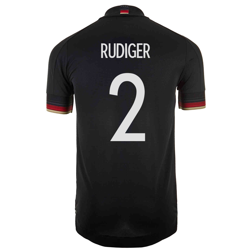 Lapset Saksan Jalkapallomaajoukkue Antonio Rudiger #2 Vieraspaita Musta 2021 Lyhythihainen Paita