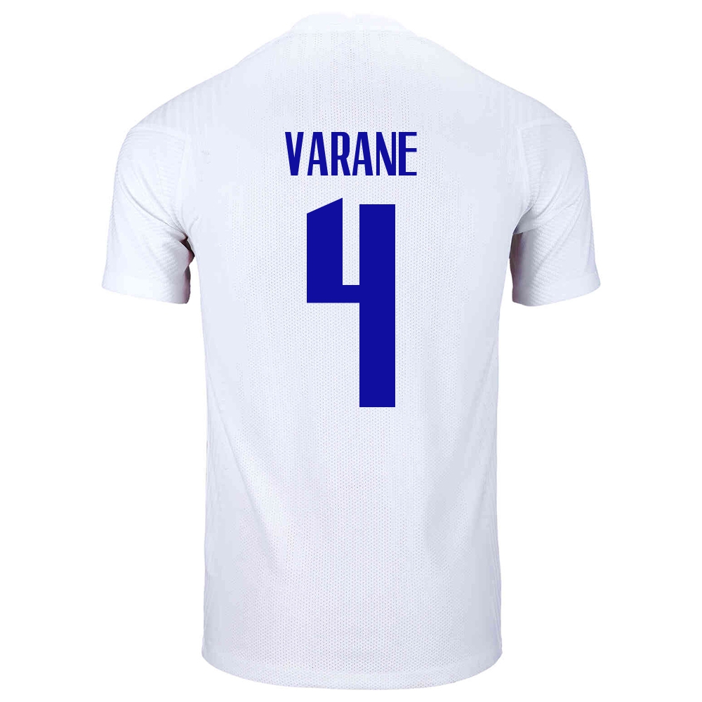 Miesten Ranskan Jalkapallomaajoukkue Raphaël Varane #4 Vieraspaita Valkoinen 2021 Lyhythihainen Paita