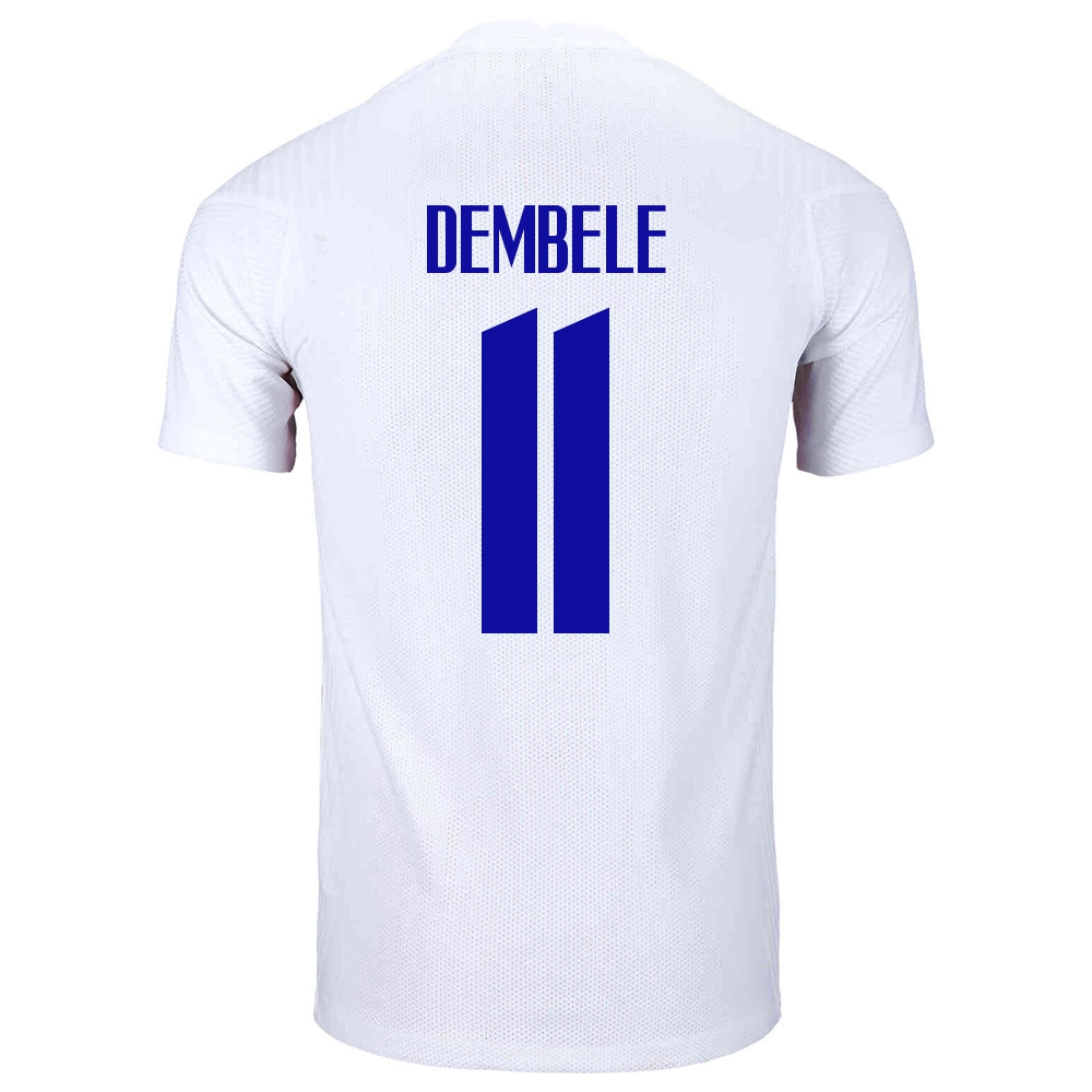 Miesten Ranskan Jalkapallomaajoukkue Ousmane Dembele #11 Vieraspaita Valkoinen 2021 Lyhythihainen Paita