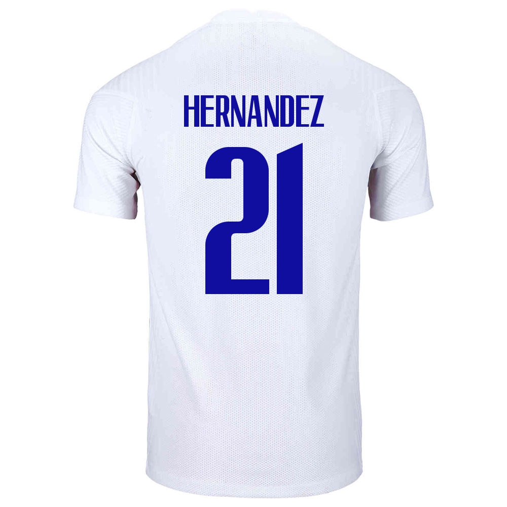 Naisten Ranskan jalkapallomaajoukkue Lucas Hernandez #21 Vieraspaita Valkoinen 2021 Lyhythihainen Paita
