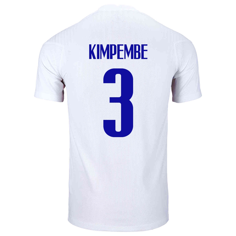 Naisten Ranskan Jalkapallomaajoukkue Presnel Kimpembe #3 Vieraspaita Valkoinen 2021 Lyhythihainen Paita