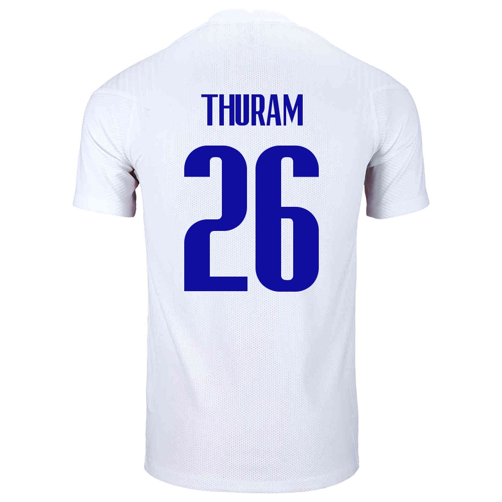 Miesten Ranskan Jalkapallomaajoukkue Marcus Thuram #26 Vieraspaita Valkoinen 2021 Lyhythihainen Paita