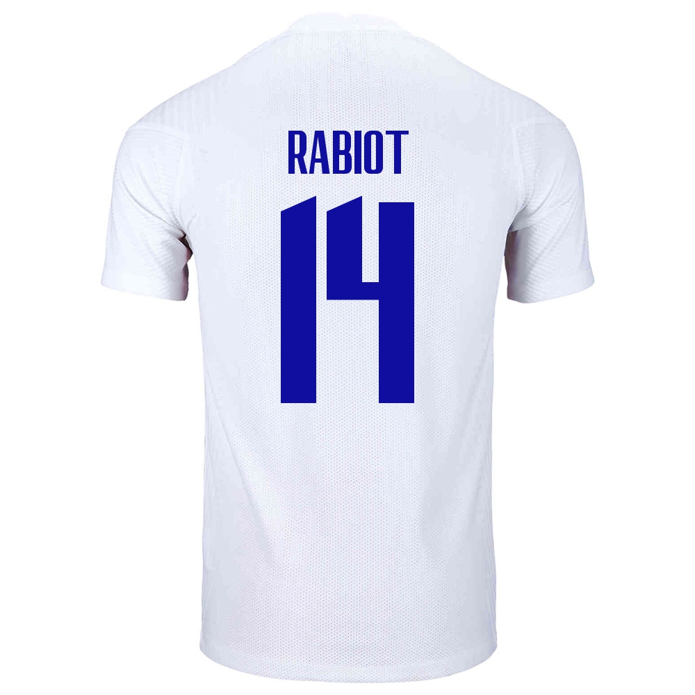 Miesten Ranskan Jalkapallomaajoukkue Adrien Rabiot #14 Vieraspaita Valkoinen 2021 Lyhythihainen Paita
