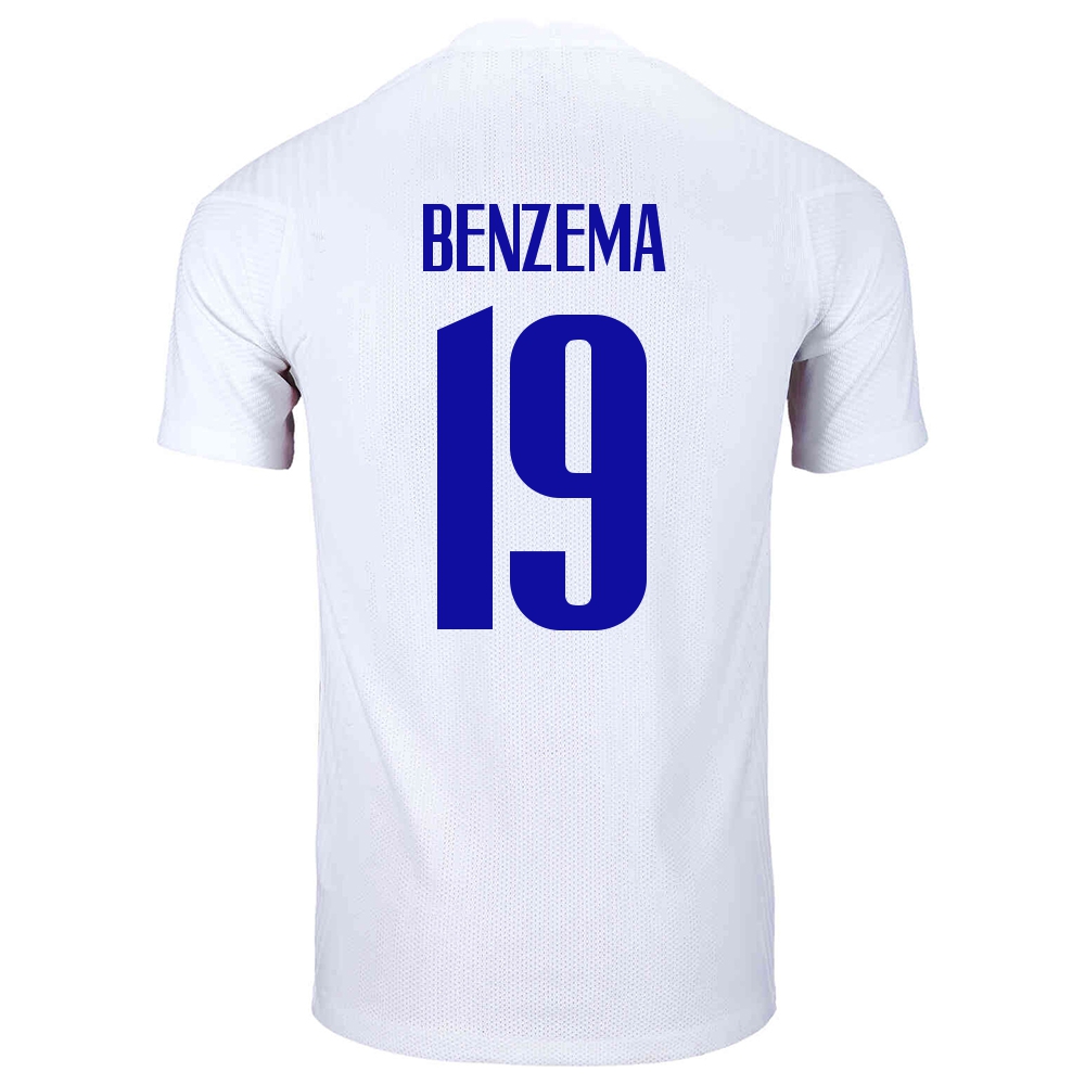 Miesten Ranskan Jalkapallomaajoukkue Karim Benzema #19 Vieraspaita Valkoinen 2021 Lyhythihainen Paita