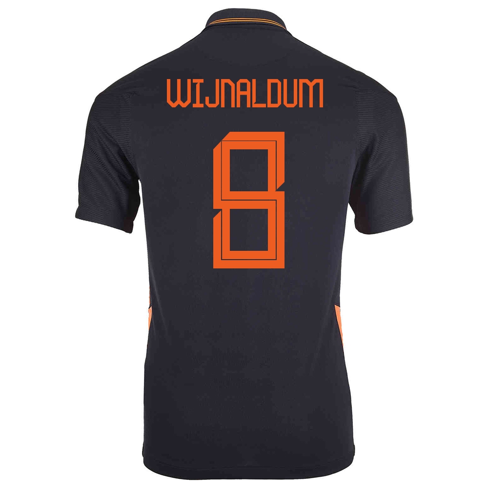 Miesten Alankomaiden Jalkapallomaajoukkue Georginio Wijnaldum #8 Vieraspaita Musta 2021 Lyhythihainen Paita