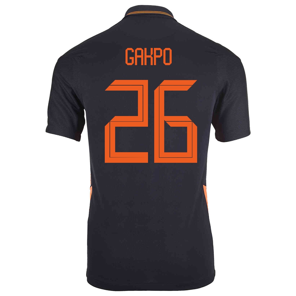 Lapset Alankomaiden Jalkapallomaajoukkue Cody Gakpo #26 Vieraspaita Musta 2021 Lyhythihainen Paita