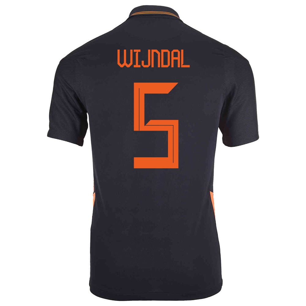 Naisten Alankomaiden Jalkapallomaajoukkue Owen Wijndal #5 Vieraspaita Musta 2021 Lyhythihainen Paita