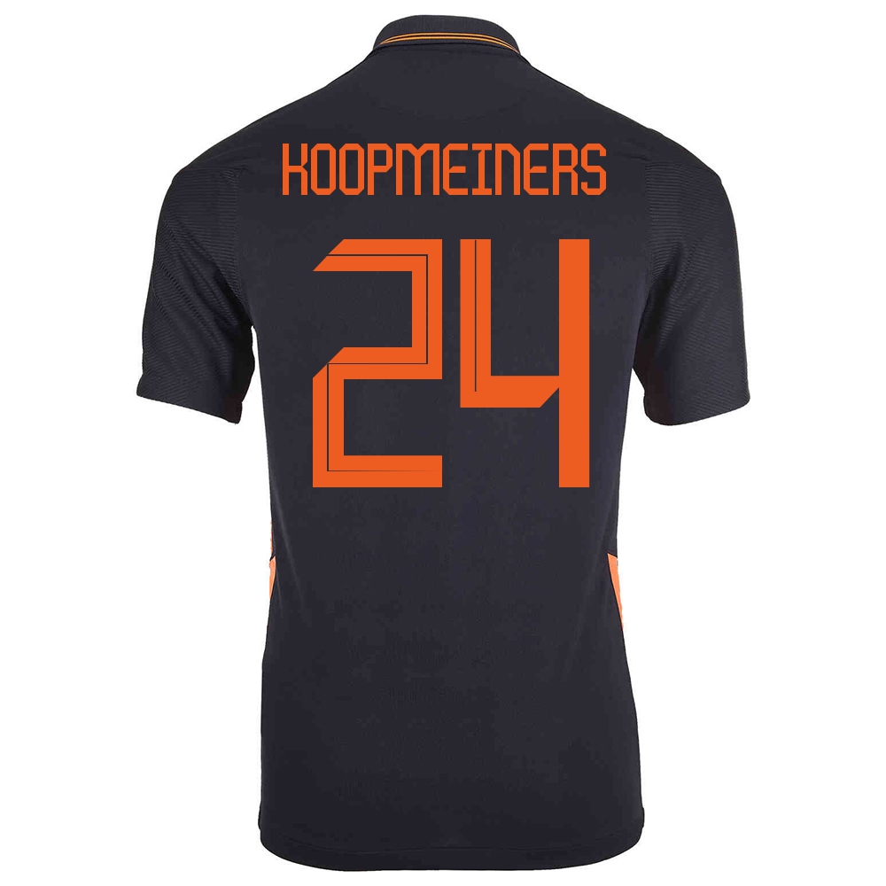 Lapset Alankomaiden Jalkapallomaajoukkue Teun Koopmeiners #24 Vieraspaita Musta 2021 Lyhythihainen Paita