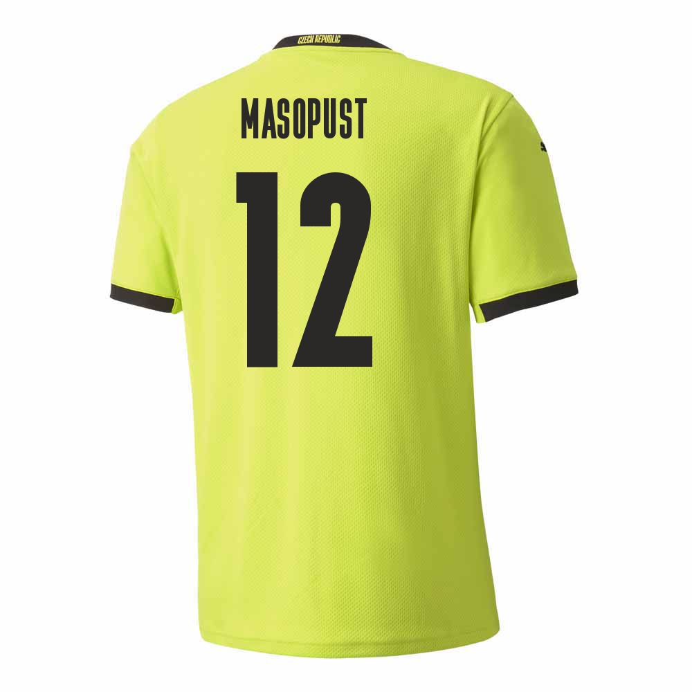Lapset Tšekin Jalkapallomaajoukkue Lukas Masopust #12 Vieraspaita Vaaleanvihreä 2021 Lyhythihainen Paita