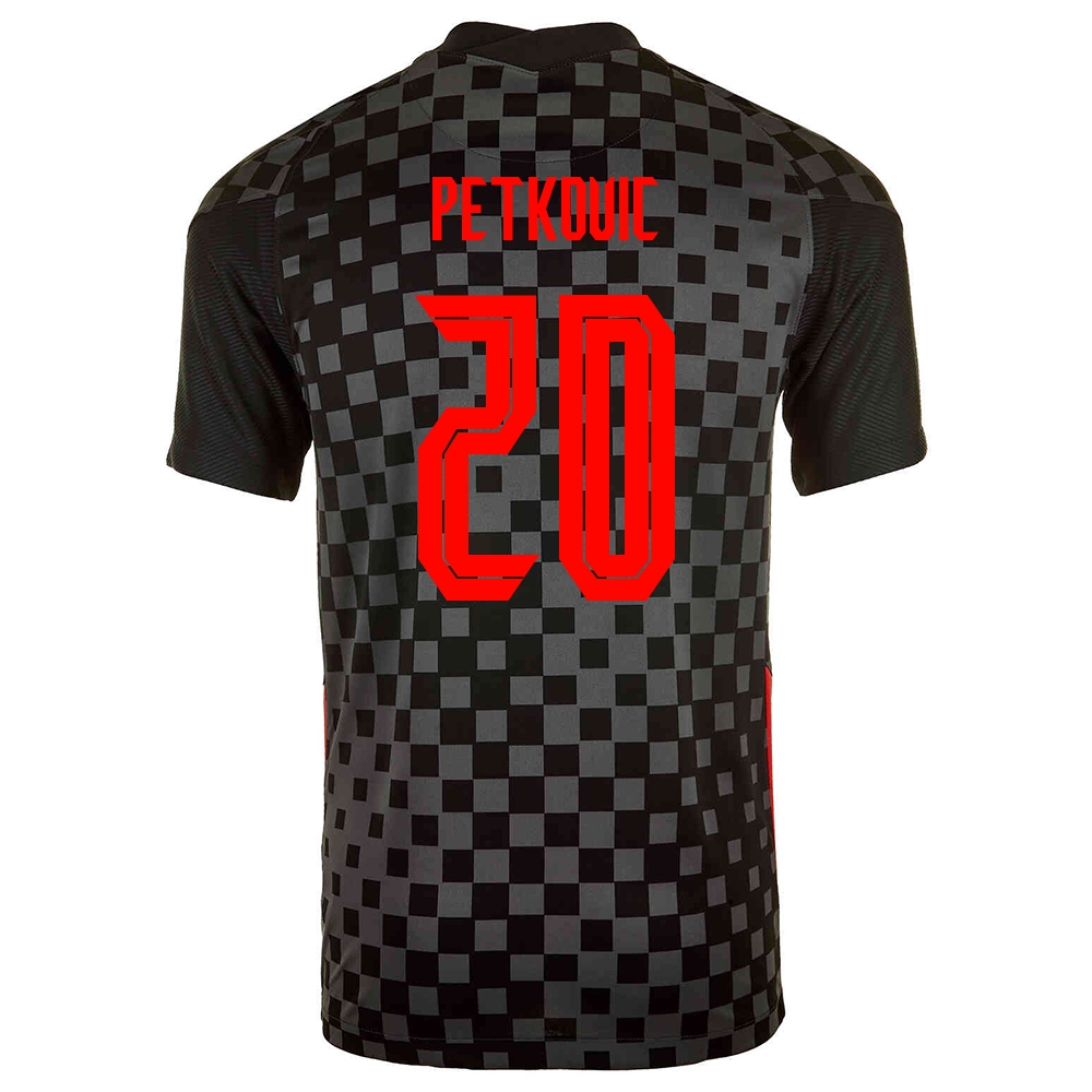 Naisten Kroatian Jalkapallomaajoukkue Bruno Petkovic #20 Vieraspaita Musta Harmaa 2021 Lyhythihainen Paita