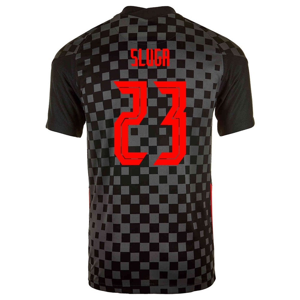 Naisten Kroatian Jalkapallomaajoukkue Simon Sluga #23 Vieraspaita Musta Harmaa 2021 Lyhythihainen Paita