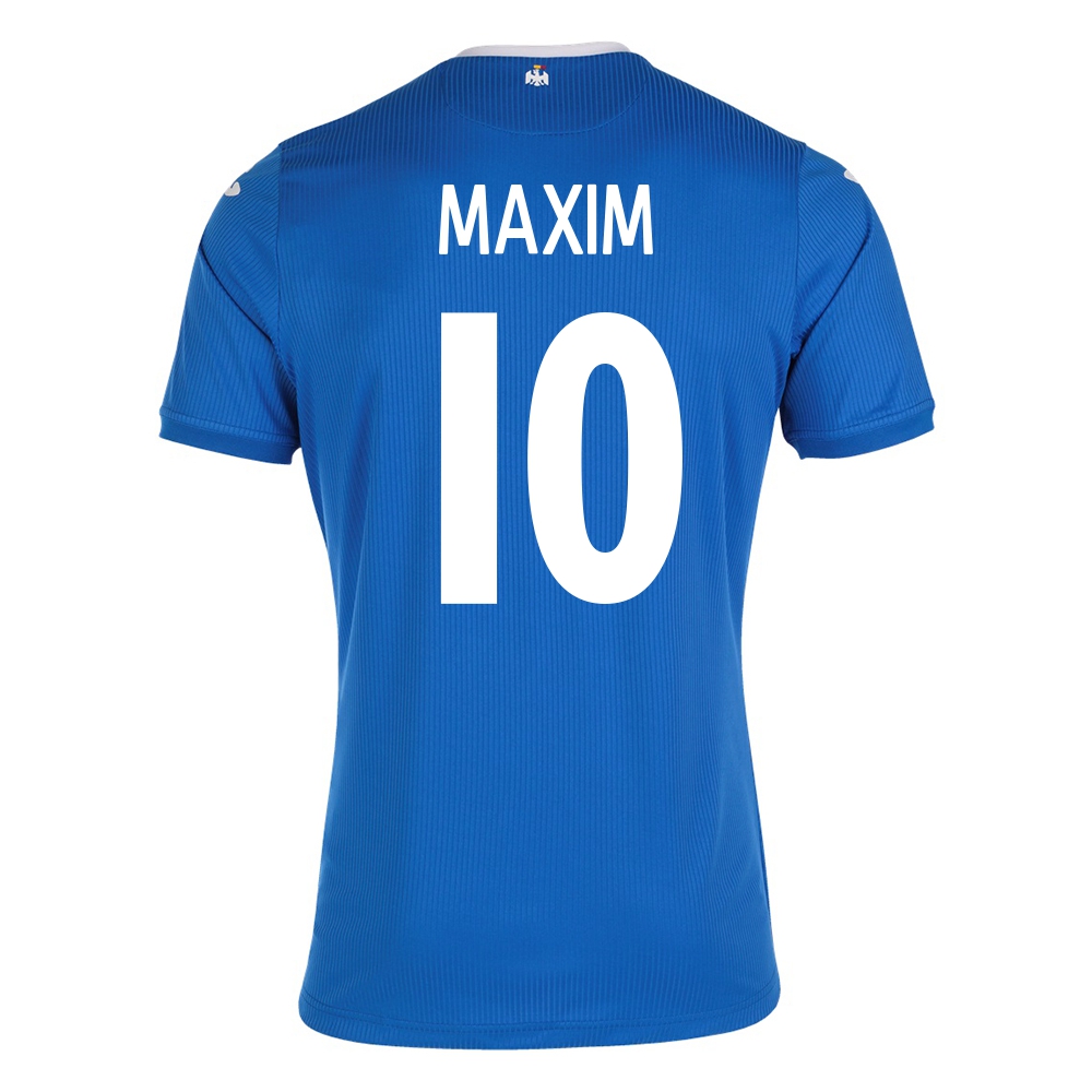 Lapset Romanian Jalkapallomaajoukkue Alexandru Maxim #10 Vieraspaita Sininen 2021 Lyhythihainen Paita