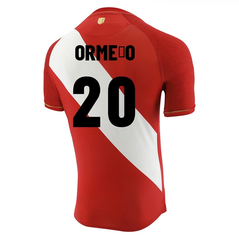 Naisten Perun Jalkapallomaajoukkue Santiago Ormeño #20 Vieraspaita Punainen Valkoinen 2021 Lyhythihainen Paita
