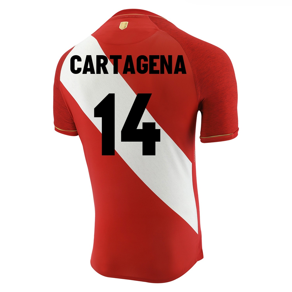 Naisten Perun jalkapallomaajoukkue Wilder Cartagena #14 Vieraspaita Punainen Valkoinen 2021 Lyhythihainen Paita
