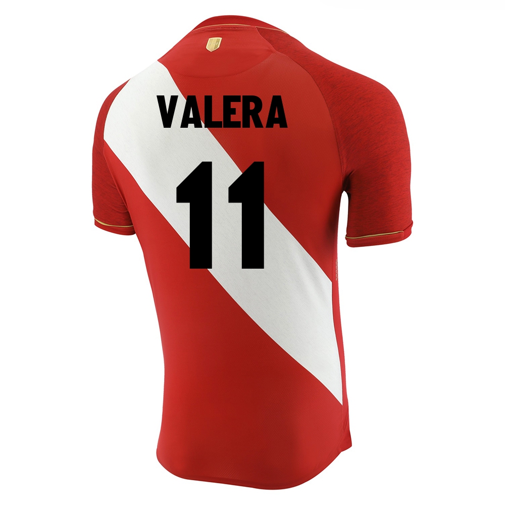 Lapset Perun Jalkapallomaajoukkue Alex Valera #11 Vieraspaita Punainen Valkoinen 2021 Lyhythihainen Paita