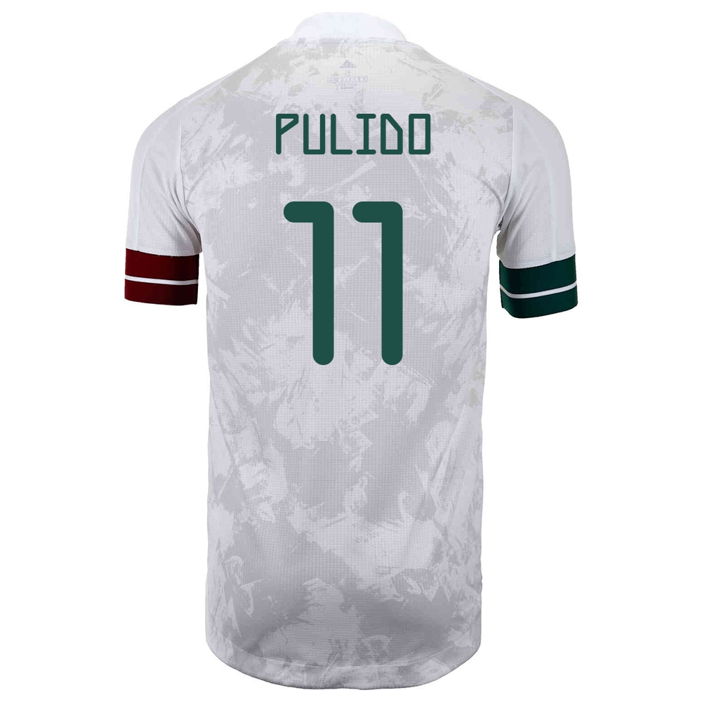 Miesten Meksikon Jalkapallomaajoukkue Alan Pulido #11 Vieraspaita Valkoinen Musta 2021 Lyhythihainen Paita