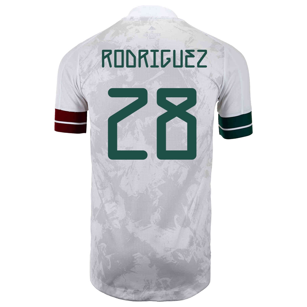 Naisten Meksikon Jalkapallomaajoukkue Carlos Rodriguez #28 Vieraspaita Valkoinen Musta 2021 Lyhythihainen Paita
