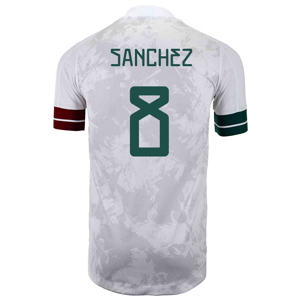 Lapset Meksikon Jalkapallomaajoukkue Jorge Sanchez #8 Vieraspaita Valkoinen Musta 2021 Lyhythihainen Paita