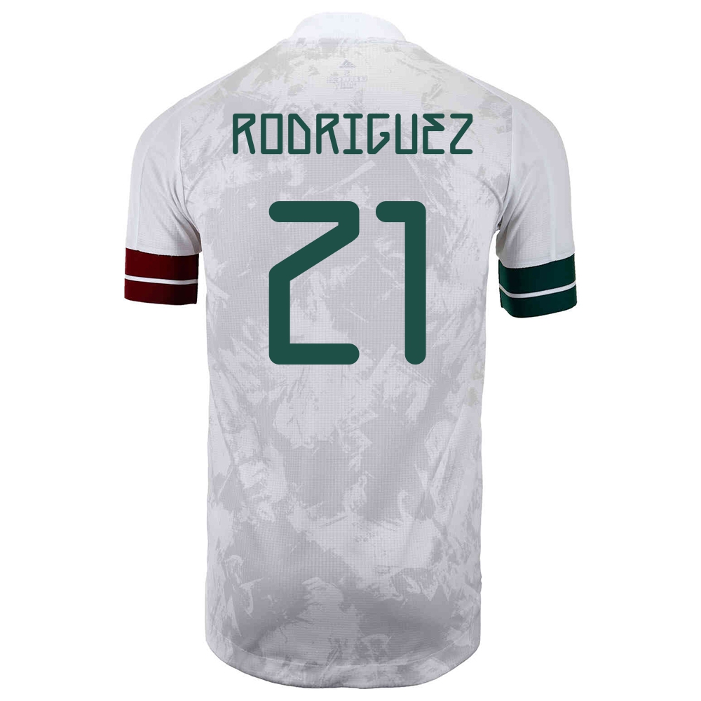 Naisten Meksikon Jalkapallomaajoukkue Luis Rodriguez #21 Vieraspaita Valkoinen Musta 2021 Lyhythihainen Paita