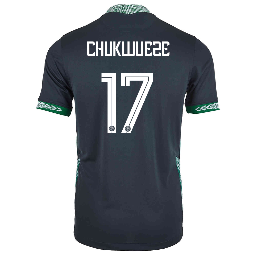 Naisten Nigerian Jalkapallomaajoukkue Samuel Chukwueze #17 Vieraspaita Musta 2021 Lyhythihainen Paita