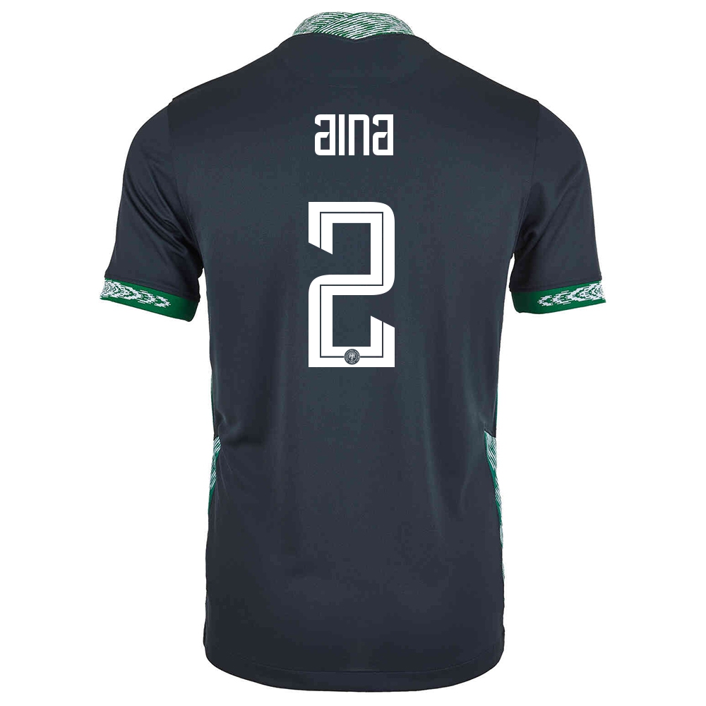 Naisten Nigerian Jalkapallomaajoukkue Ola Aina #2 Vieraspaita Musta 2021 Lyhythihainen Paita