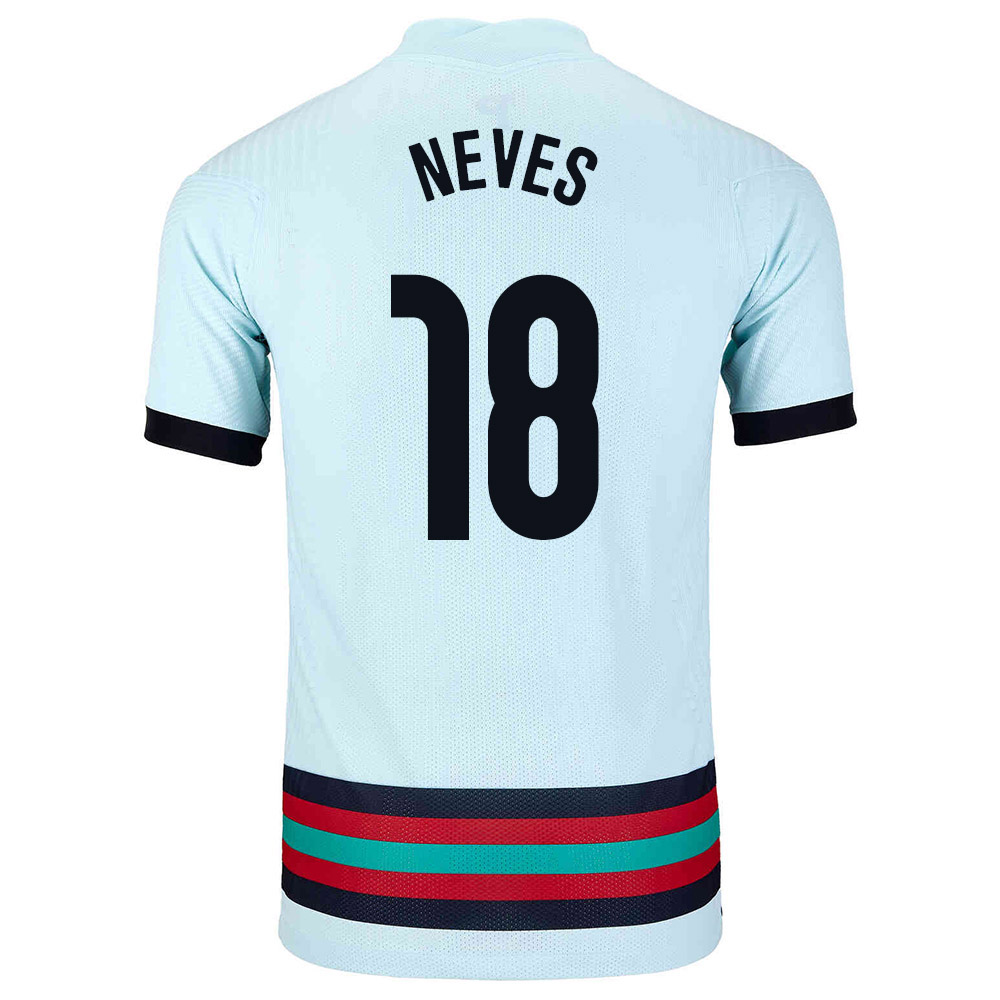 Naisten Portugalin jalkapallomaajoukkue Ruben Neves #18 Vieraspaita Vaaleansininen 2021 Lyhythihainen Paita