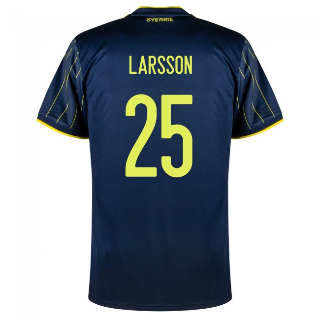 Naisten Ruotsin Jalkapallomaajoukkue Jordan Larsson #25 Vieraspaita Tummansininen 2021 Lyhythihainen Paita