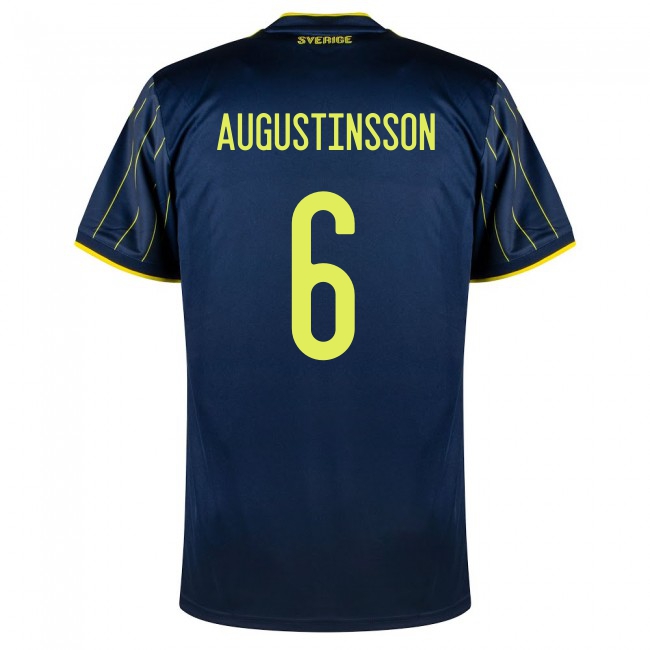 Miesten Ruotsin Jalkapallomaajoukkue Ludwig Augustinsson #6 Vieraspaita Tummansininen 2021 Lyhythihainen Paita