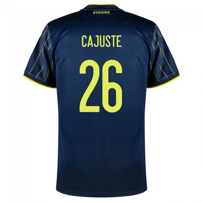 Naisten Ruotsin Jalkapallomaajoukkue Jens Cajuste #26 Vieraspaita Tummansininen 2021 Lyhythihainen Paita