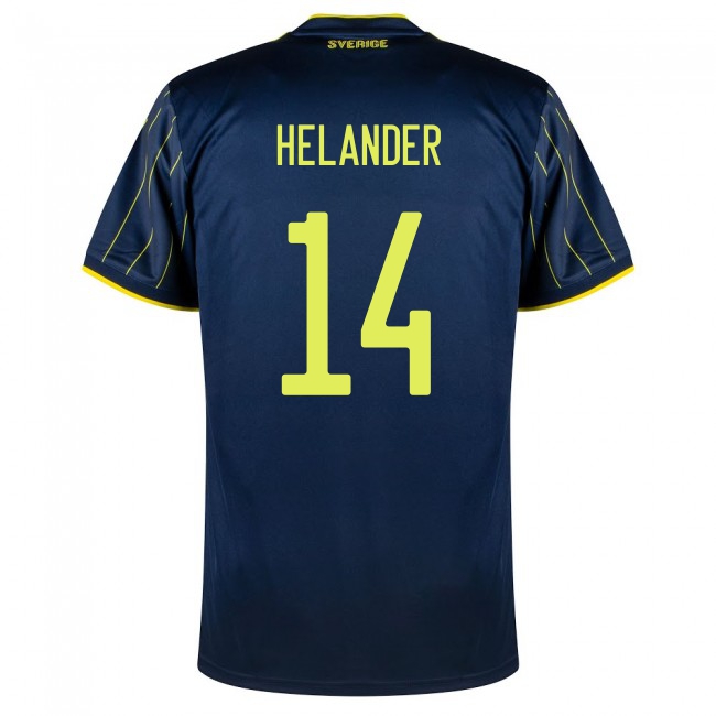 Miesten Ruotsin Jalkapallomaajoukkue Filip Helander #14 Vieraspaita Tummansininen 2021 Lyhythihainen Paita