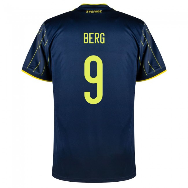 Naisten Ruotsin Jalkapallomaajoukkue Marcus Berg #9 Vieraspaita Tummansininen 2021 Lyhythihainen Paita