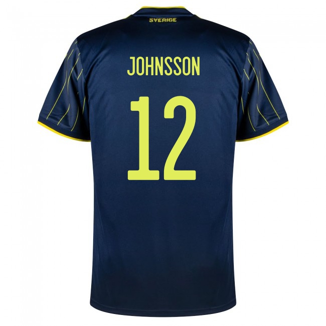 Naisten Ruotsin Jalkapallomaajoukkue Karl-johan Johnsson #12 Vieraspaita Tummansininen 2021 Lyhythihainen Paita