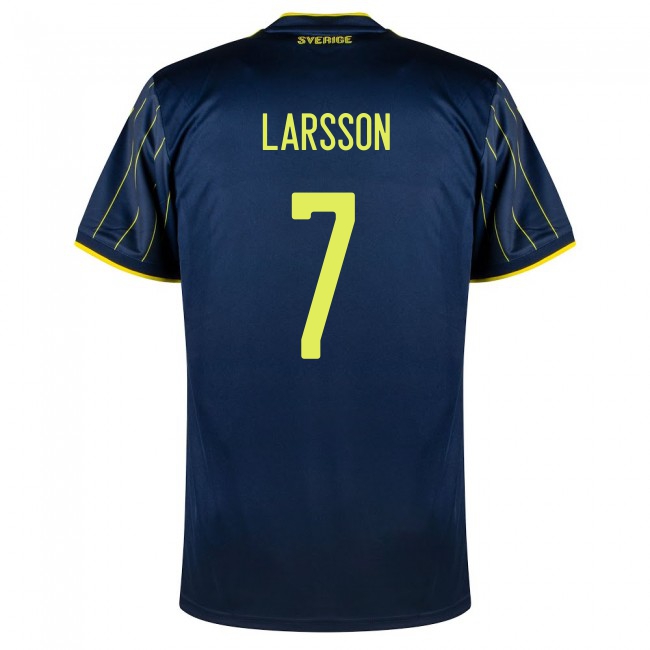 Naisten Ruotsin jalkapallomaajoukkue Sebastian Larsson #7 Vieraspaita Tummansininen 2021 Lyhythihainen Paita