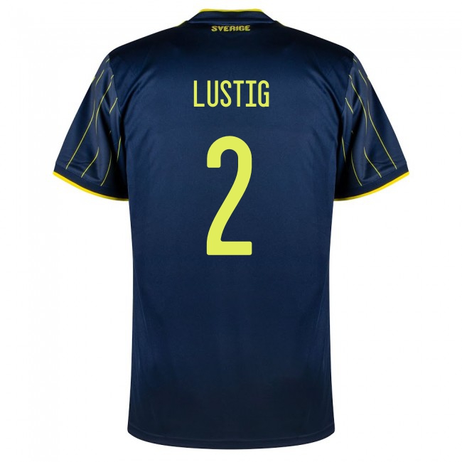 Lapset Ruotsin Jalkapallomaajoukkue Mikael Lustig #2 Vieraspaita Tummansininen 2021 Lyhythihainen Paita