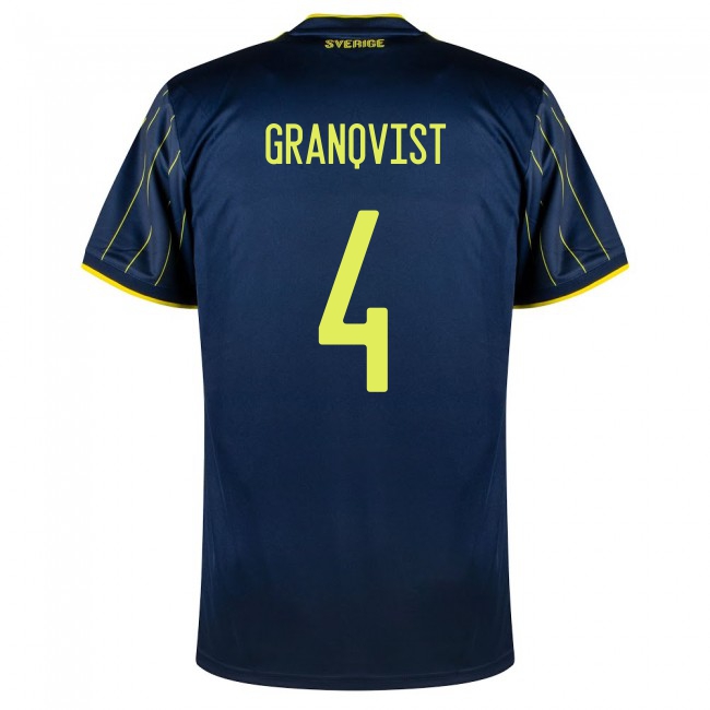 Lapset Ruotsin Jalkapallomaajoukkue Andreas Granqvist #4 Vieraspaita Tummansininen 2021 Lyhythihainen Paita