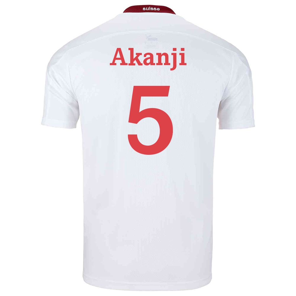 Naisten Sveitsin Jalkapallomaajoukkue Manuel Akanji #5 Vieraspaita Valkoinen 2021 Lyhythihainen Paita