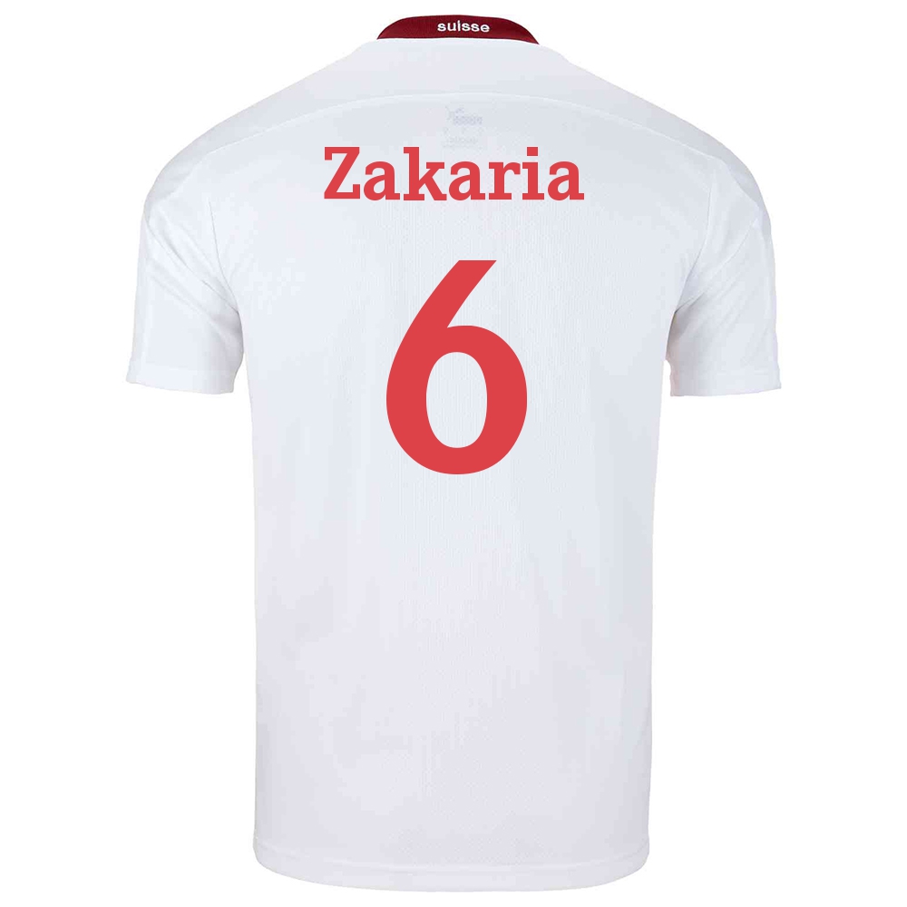 Miesten Sveitsin Jalkapallomaajoukkue Denis Zakaria #6 Vieraspaita Valkoinen 2021 Lyhythihainen Paita