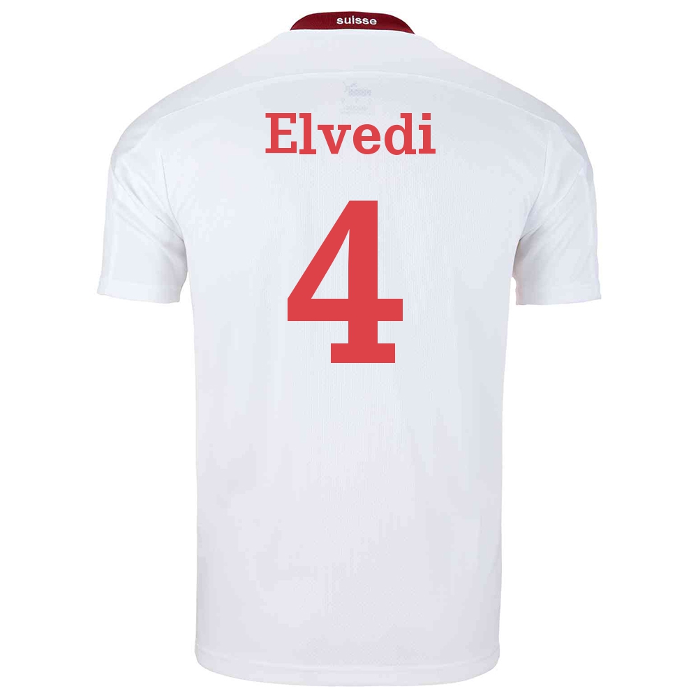 Naisten Sveitsin Jalkapallomaajoukkue Nico Elvedi #4 Vieraspaita Valkoinen 2021 Lyhythihainen Paita