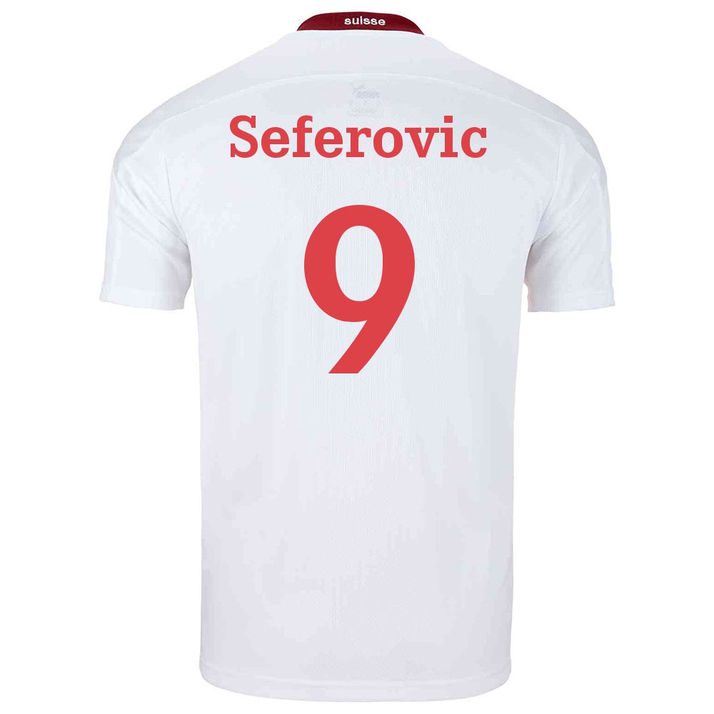 Miesten Sveitsin Jalkapallomaajoukkue Haris Seferovic #9 Vieraspaita Valkoinen 2021 Lyhythihainen Paita