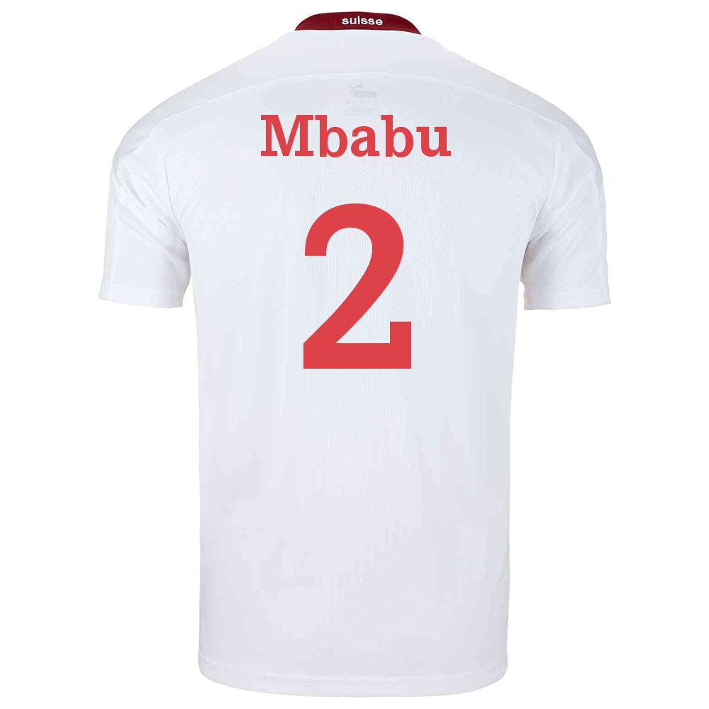 Miesten Sveitsin Jalkapallomaajoukkue Kevin Mbabu #2 Vieraspaita Valkoinen 2021 Lyhythihainen Paita