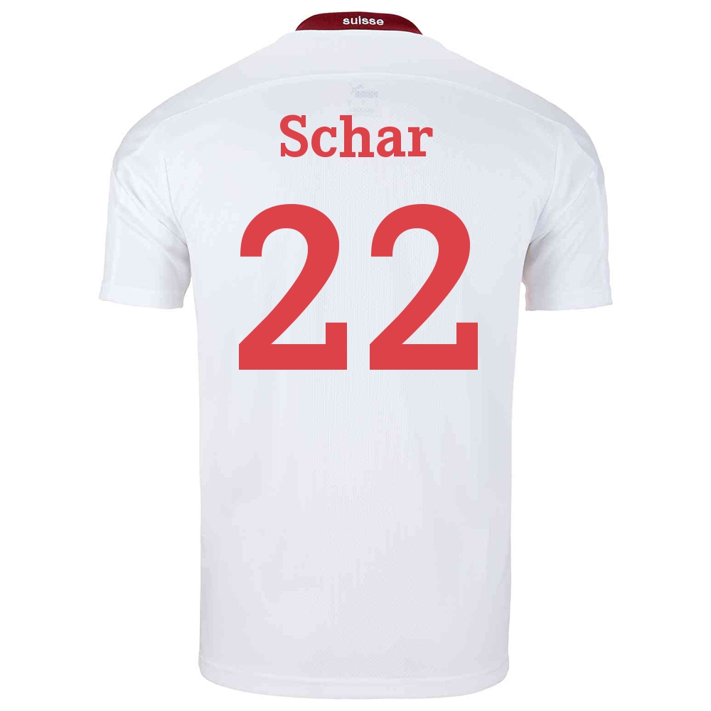 Naisten Sveitsin Jalkapallomaajoukkue Fabian Schar #22 Vieraspaita Valkoinen 2021 Lyhythihainen Paita